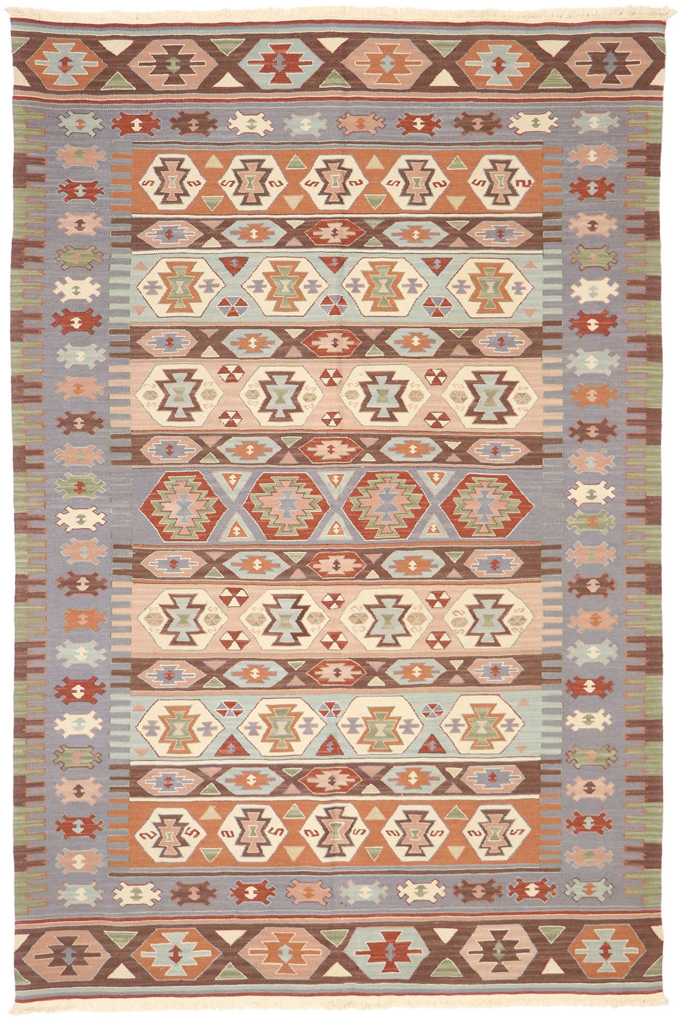 6 x 9 Vintage Persian Shiraz Kilim Rug 77949