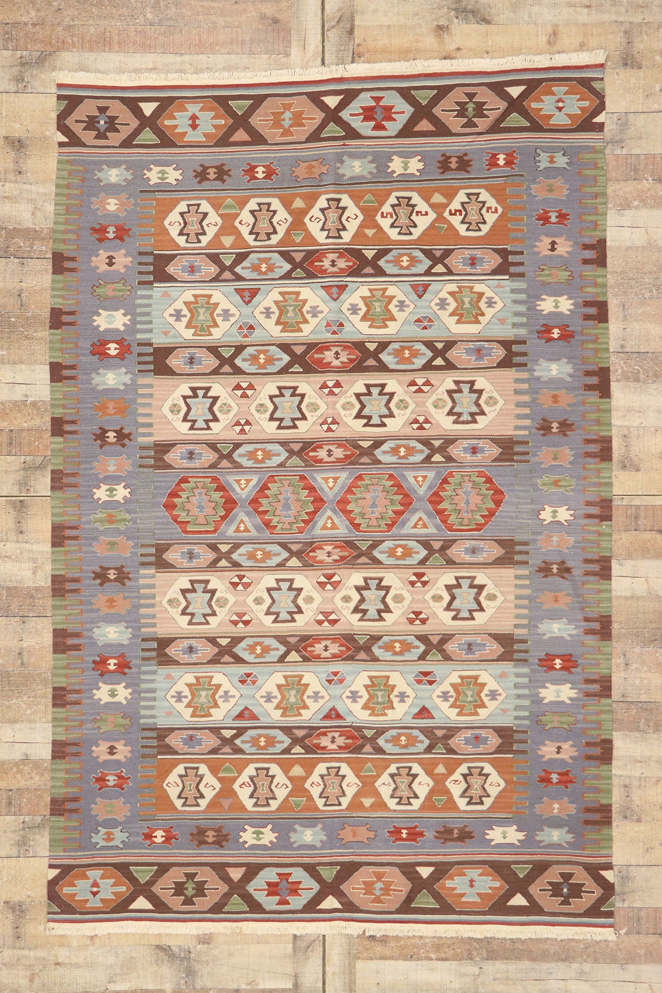 6 x 9 Vintage Persian Shiraz Kilim Rug 77952