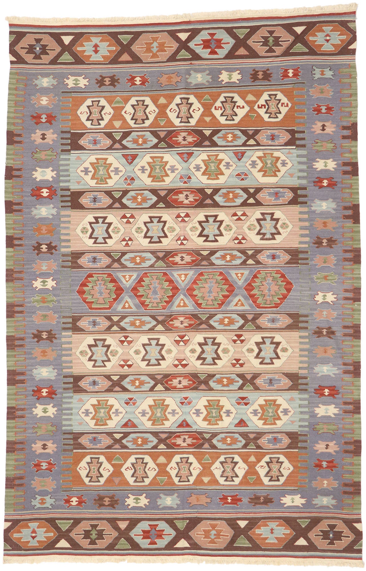 6 x 9 Vintage Persian Shiraz Kilim Rug 77952