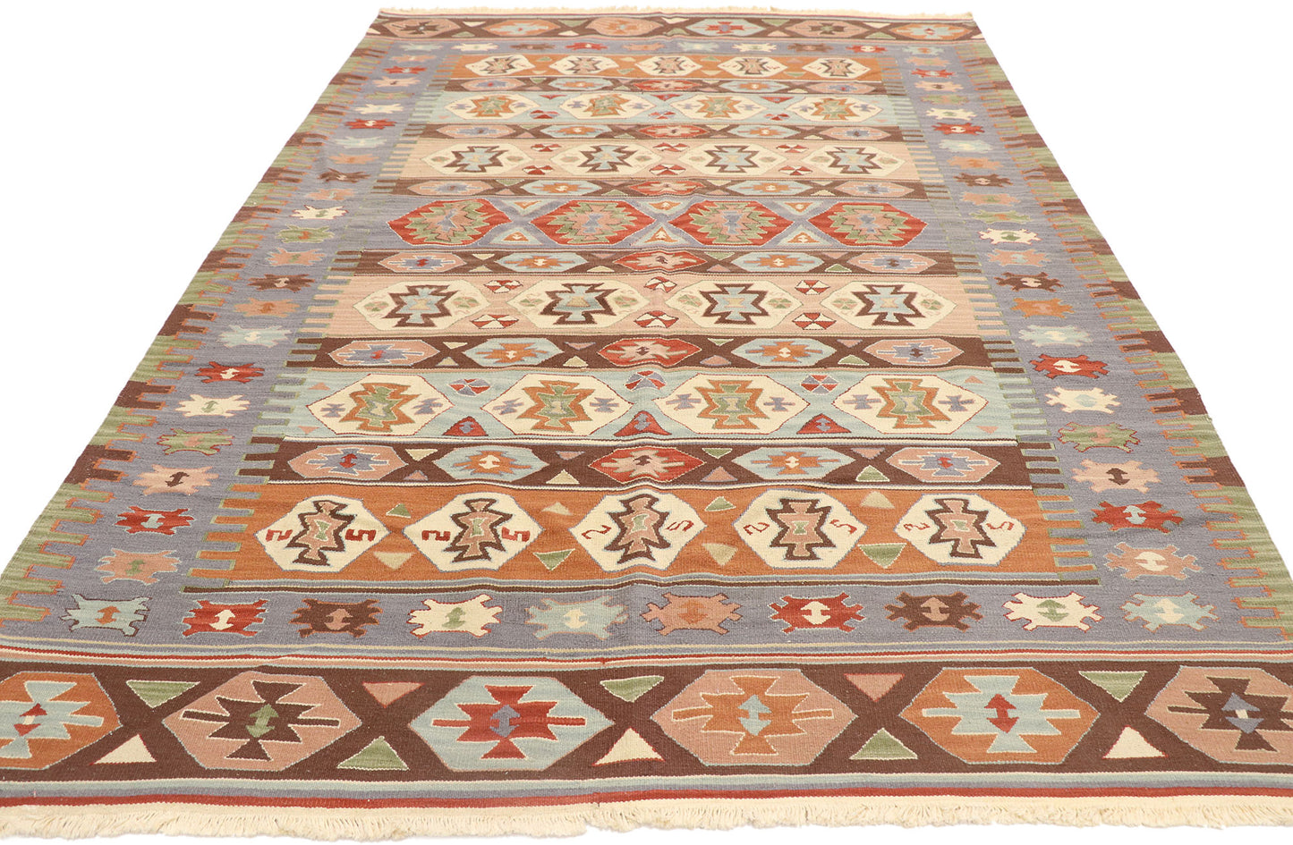 6 x 9 Vintage Persian Shiraz Kilim Rug 77952