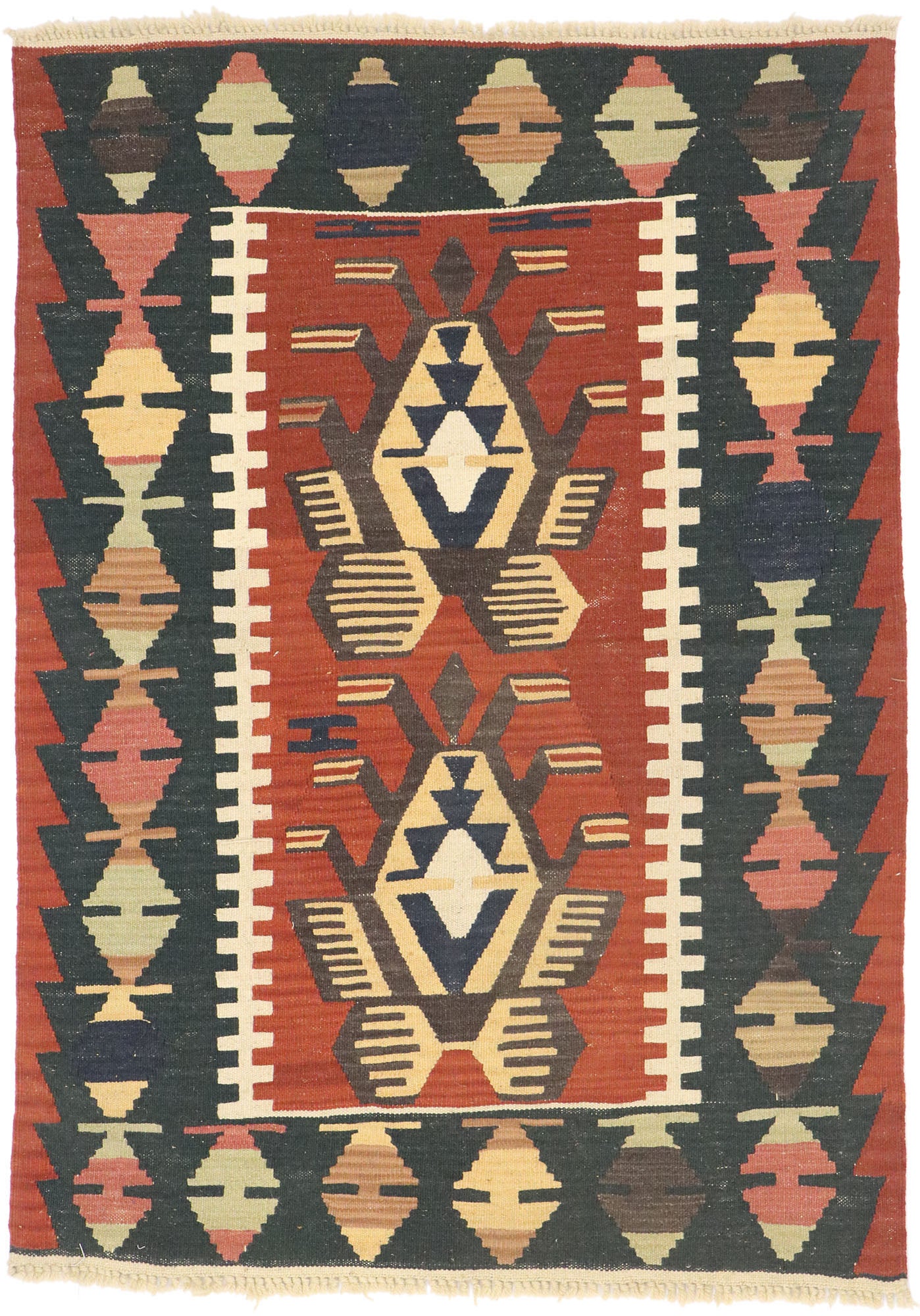 3 x 4 Vintage Persian Shiraz Kilim Rug 77976
