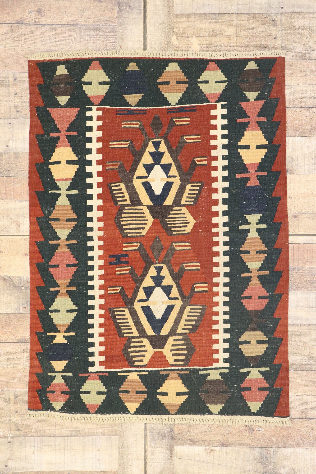 3 x 4 Vintage Persian Shiraz Kilim Rug 77976
