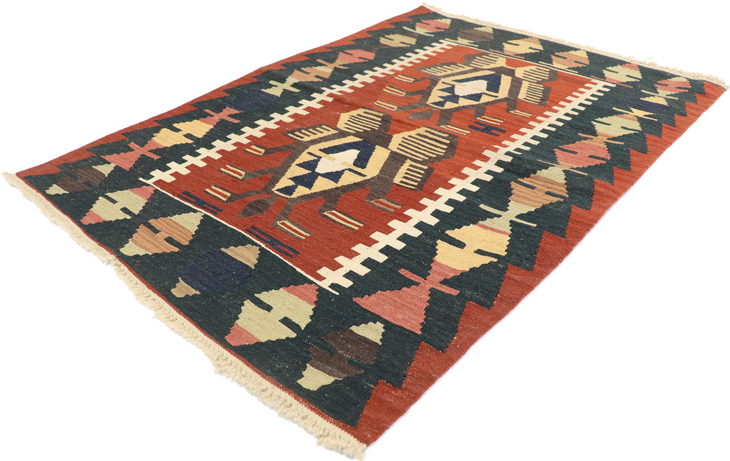 3 x 4 Vintage Persian Shiraz Kilim Rug 77976