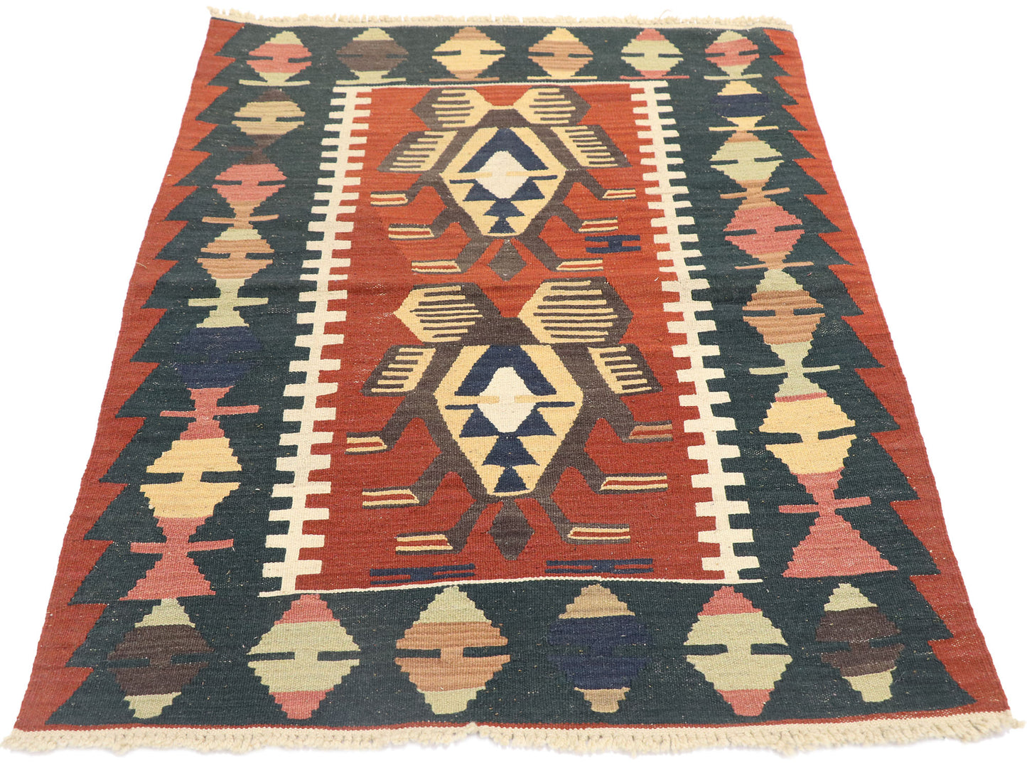 3 x 4 Vintage Persian Shiraz Kilim Rug 77976