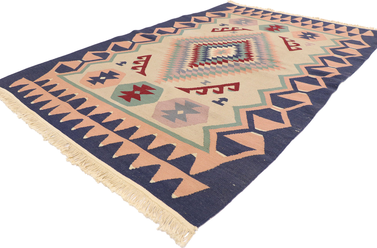 4 x 6 Vintage Persian Shiraz Kilim Rug 77987