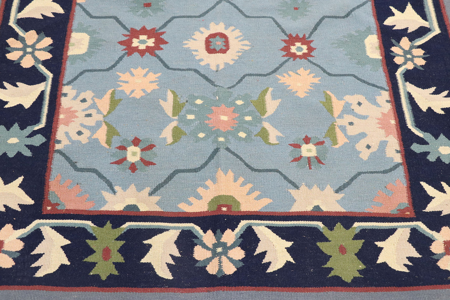 4 x 6 Vintage Romanian Floral Kilim Rug 77991