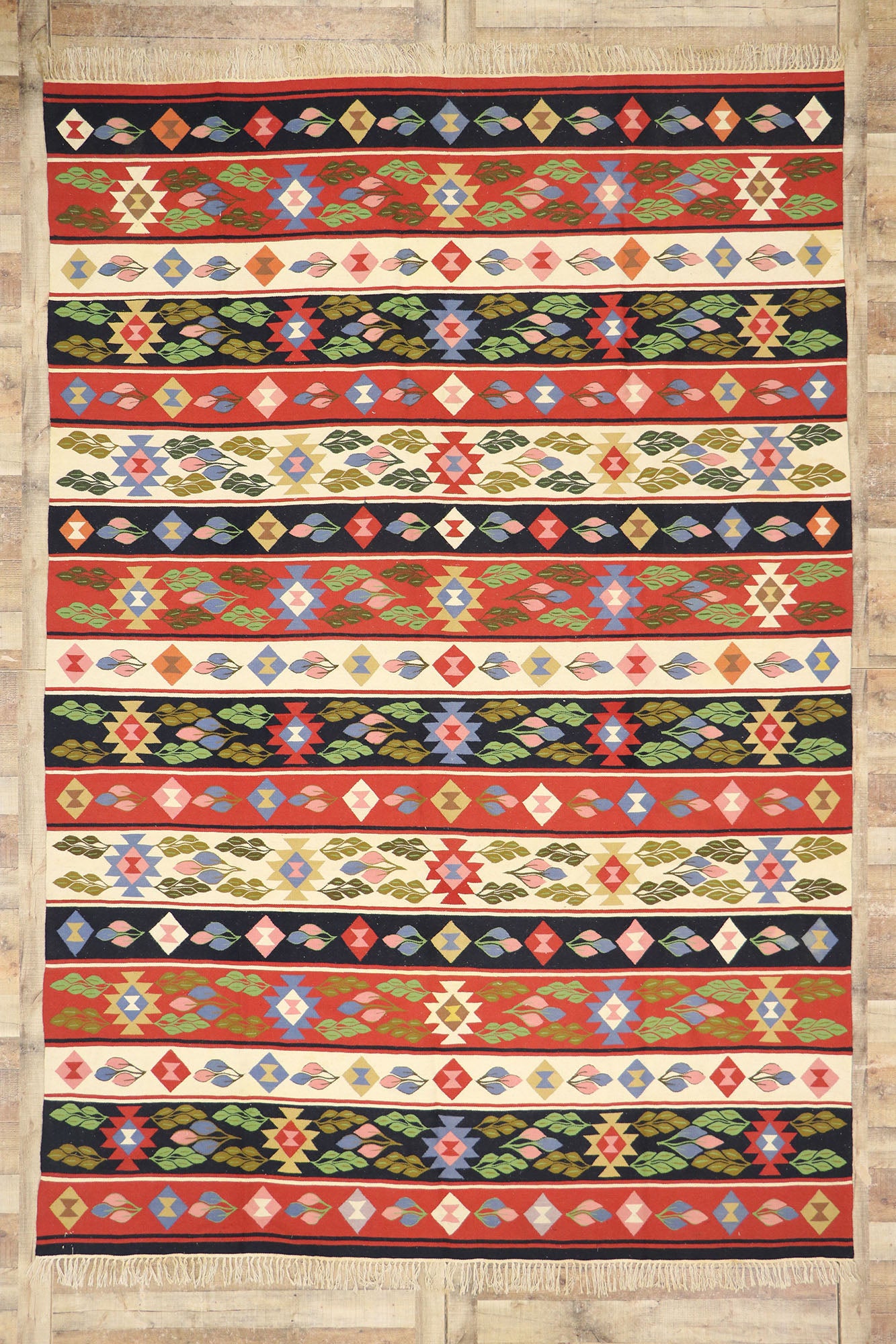 8 x 12 Vintage Romanian Kilim Rug 78013