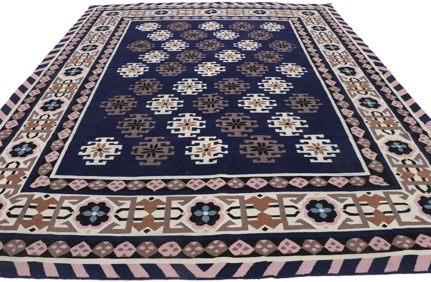 8 x 10 Vintage Romanian Kilim Rug 78021