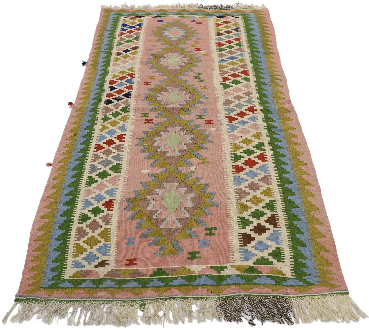 3 x 6 Vintage Persian Shiraz Kilim Rug 78024