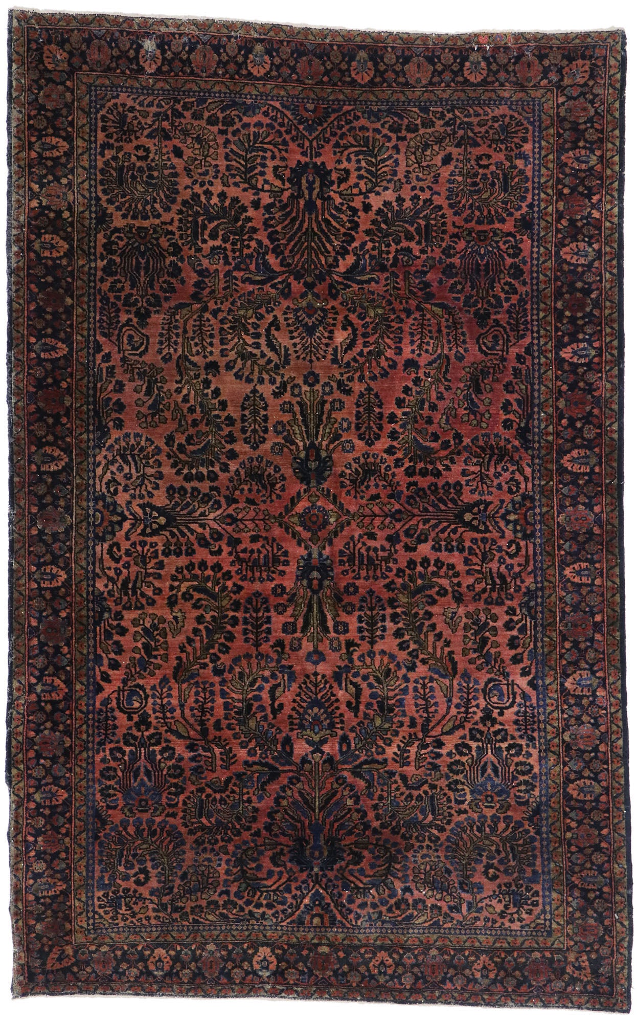 4 x 7 Antique Persian Sarouk Rug 78029
