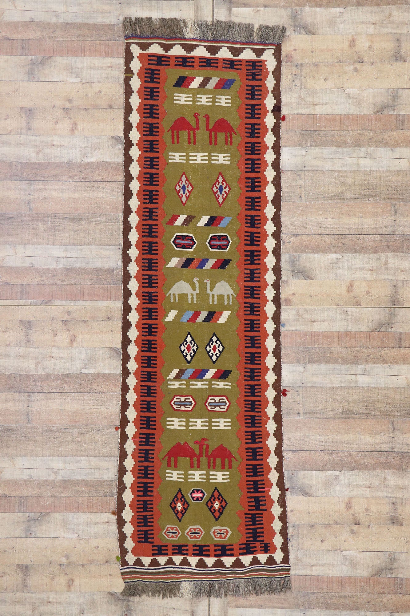 3 x 9 Vintage Persian Shiraz Kilim Runner 78042