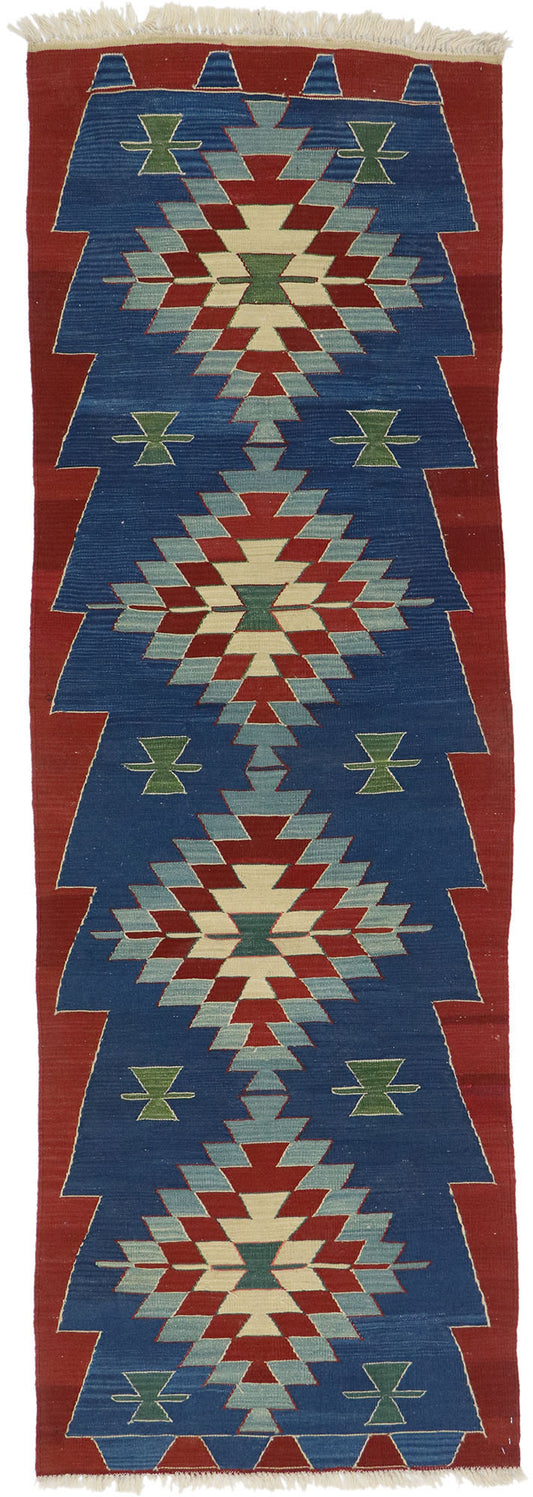 3 x 8 Vintage Persian Shiraz Kilim Runner 78047