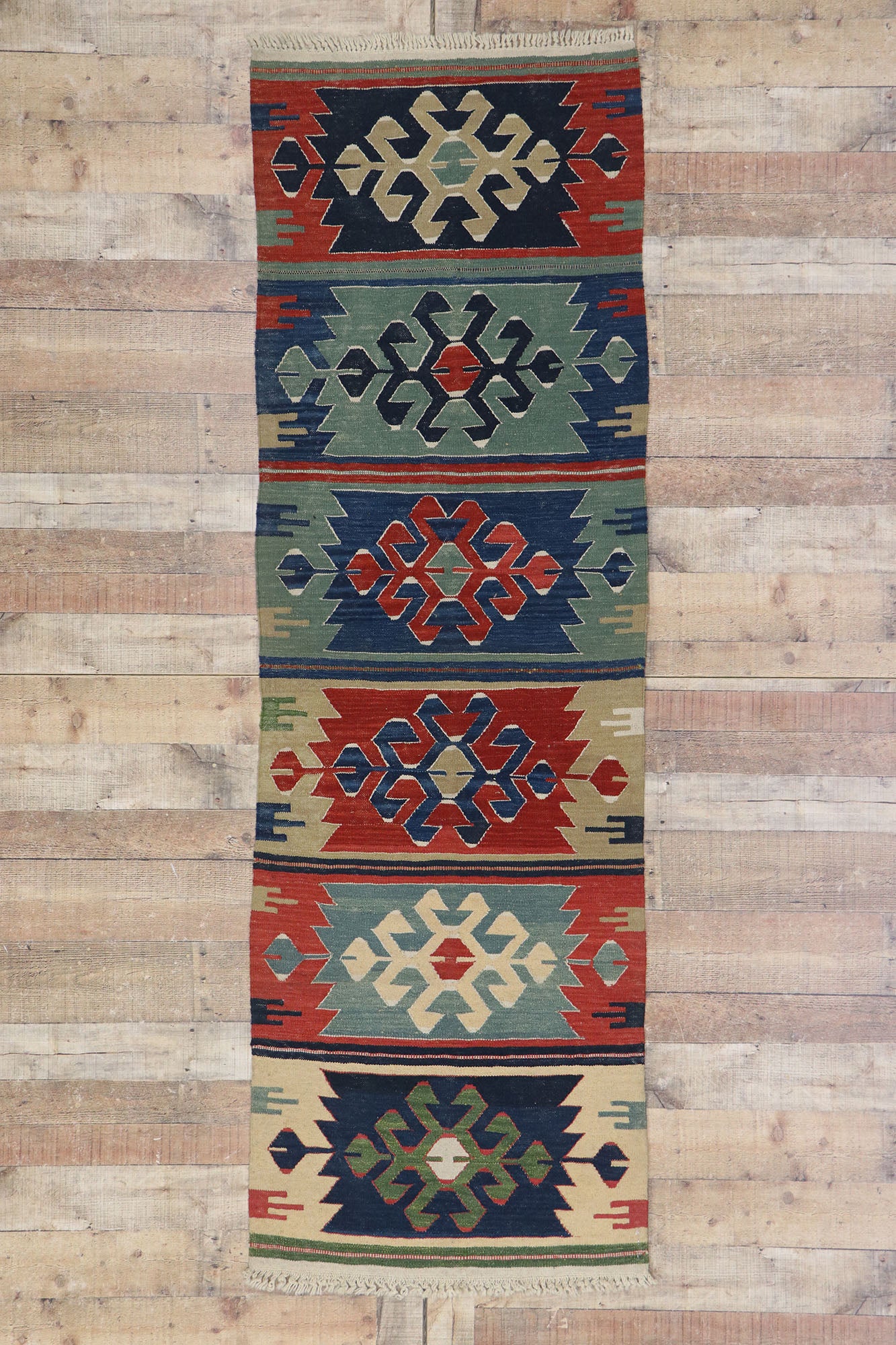 3 x 8 Vintage Persian Shiraz Kilim Rug 78049