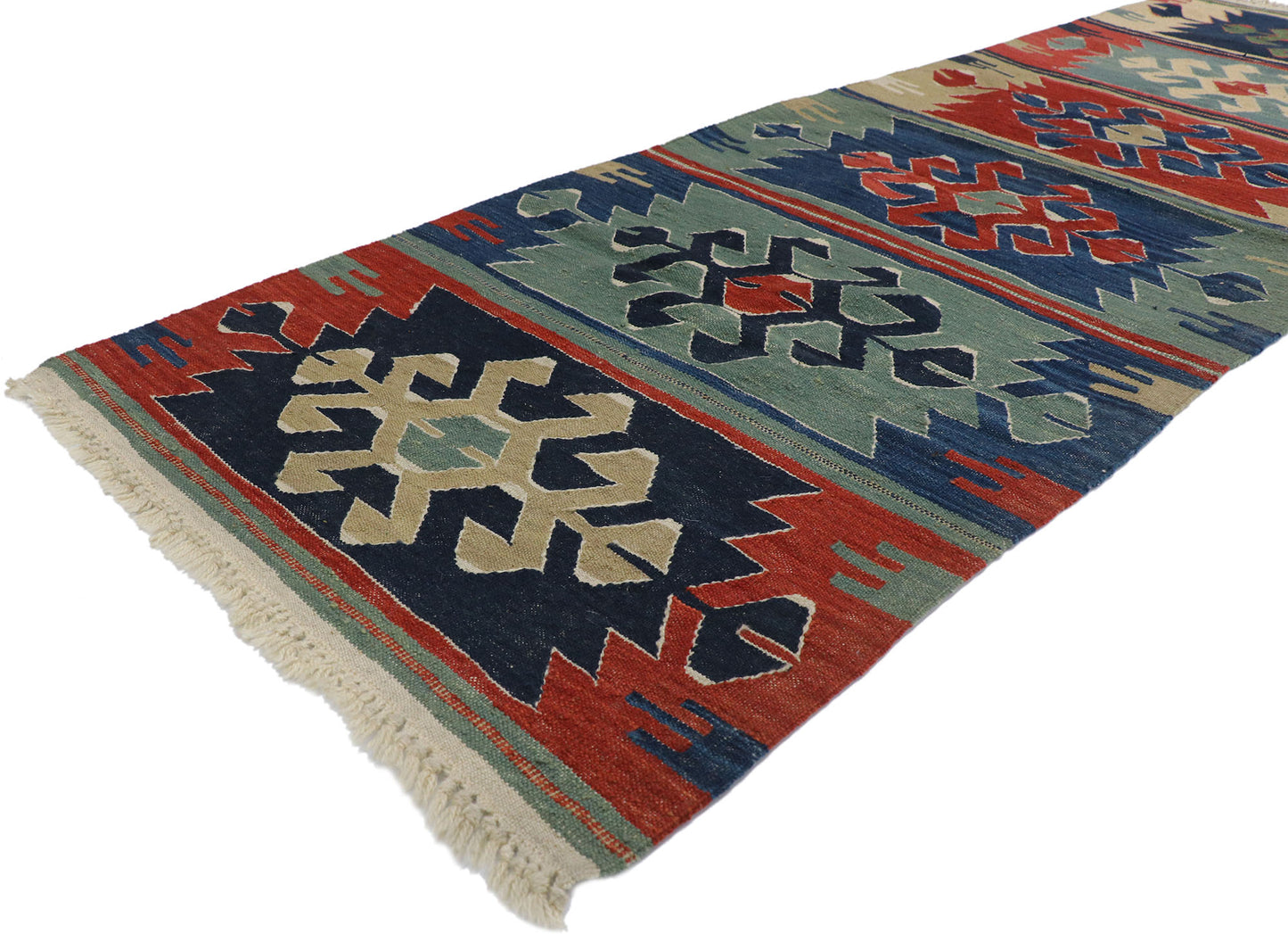 3 x 8 Vintage Persian Shiraz Kilim Rug 78049