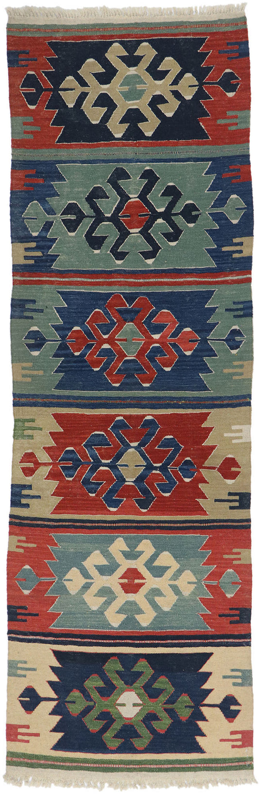 3 x 8 Vintage Persian Shiraz Kilim Rug 78049