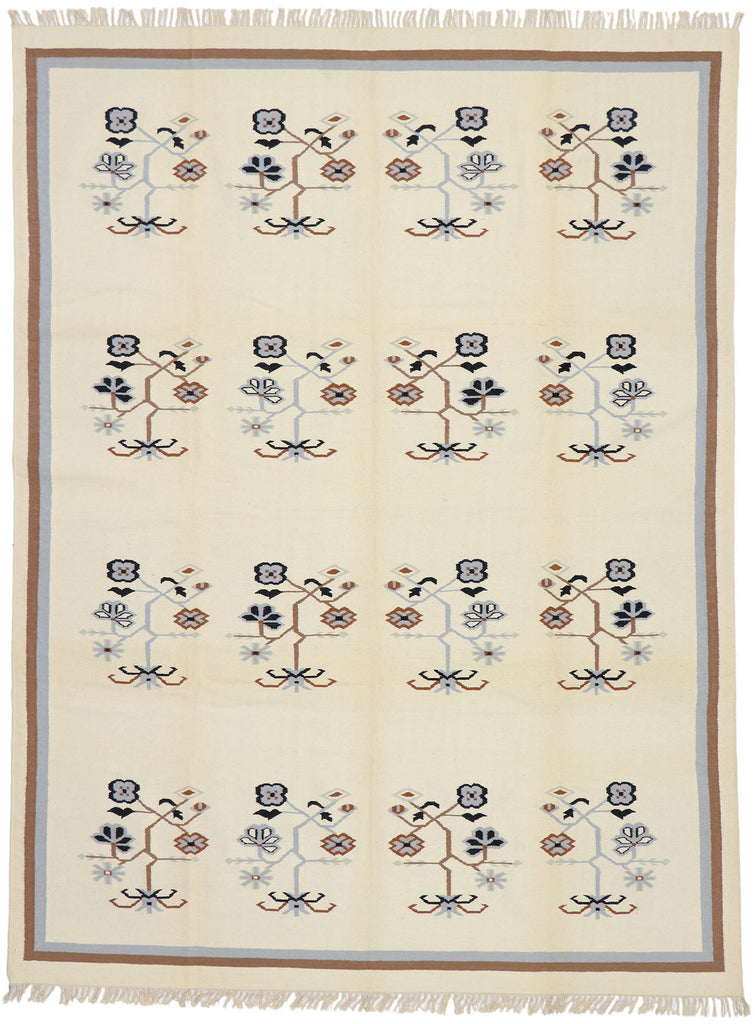 9 x 12 Vintage Chinese Floral Kilim Rug 78057