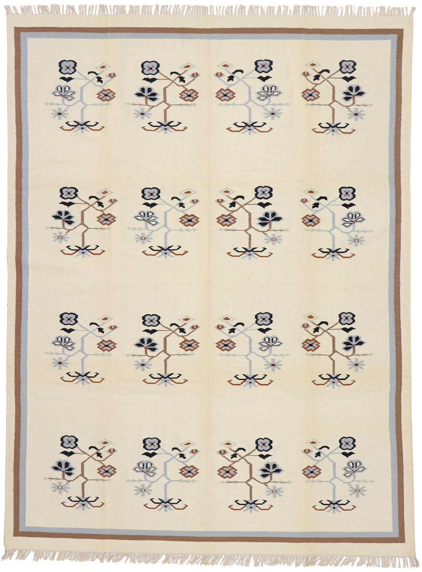 9 x 12 Vintage Chinese Floral Kilim Rug 78057