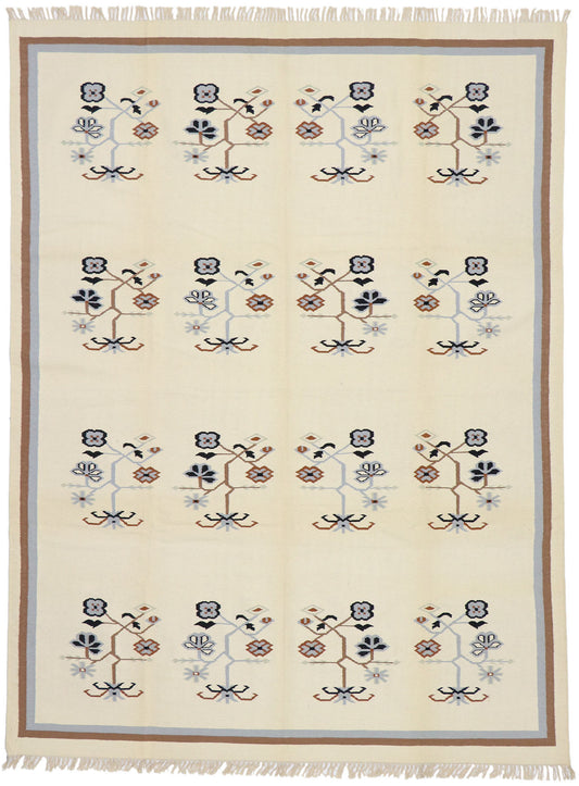 9 x 12 Vintage Chinese Floral Kilim Rug 78057