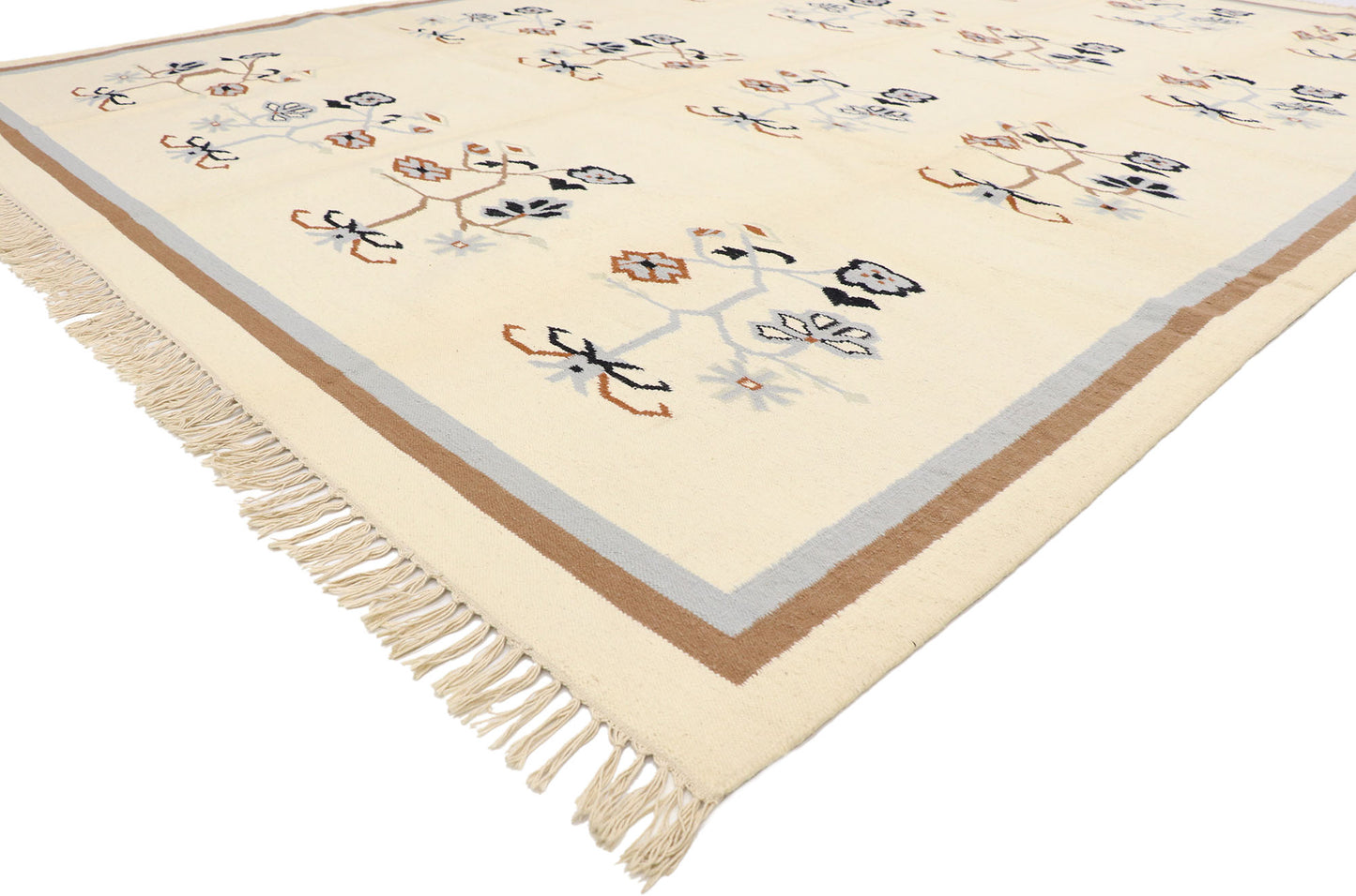 9 x 12 Vintage Chinese Floral Kilim Rug 78057