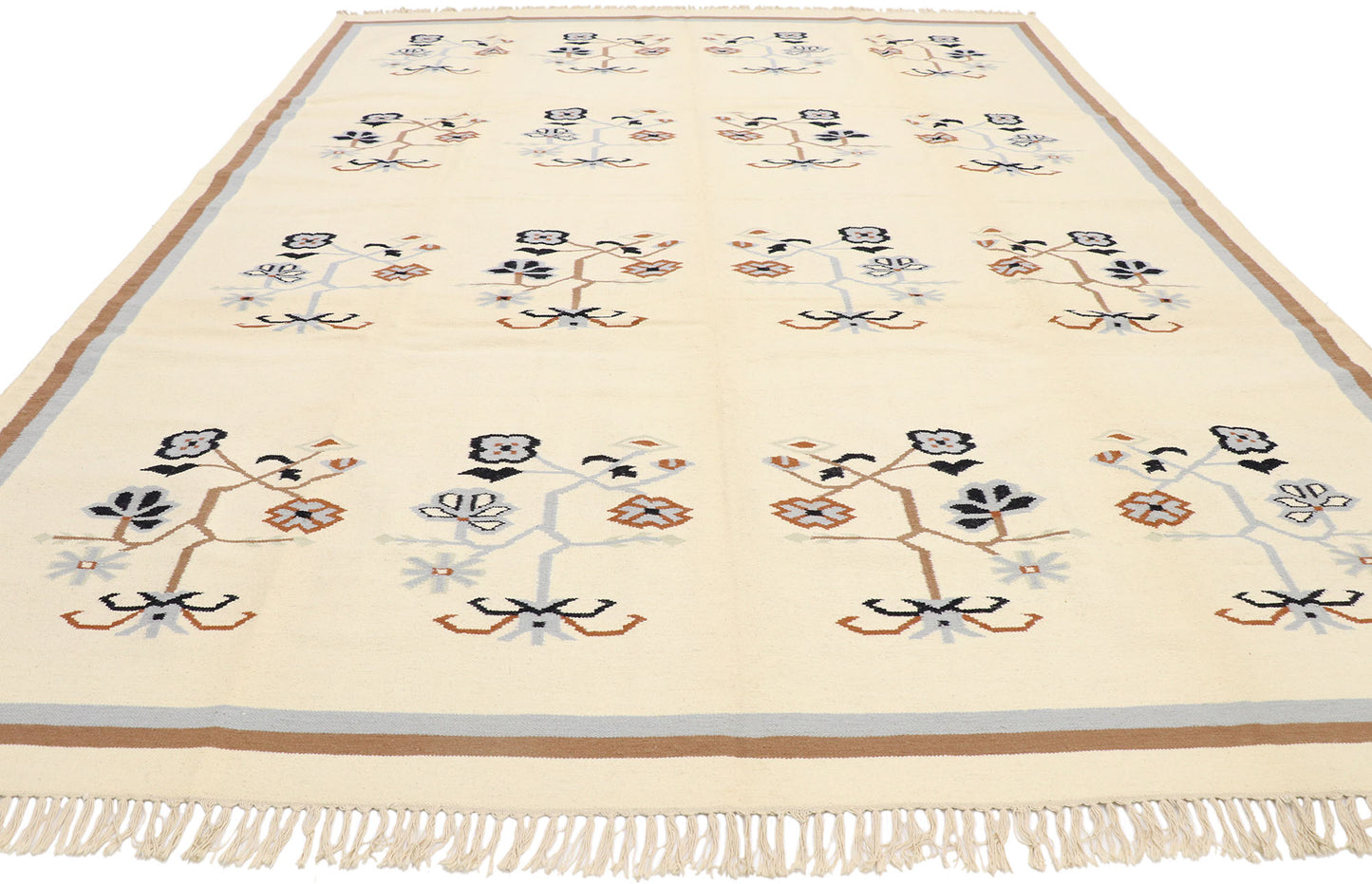 9 x 12 Vintage Chinese Floral Kilim Rug 78057