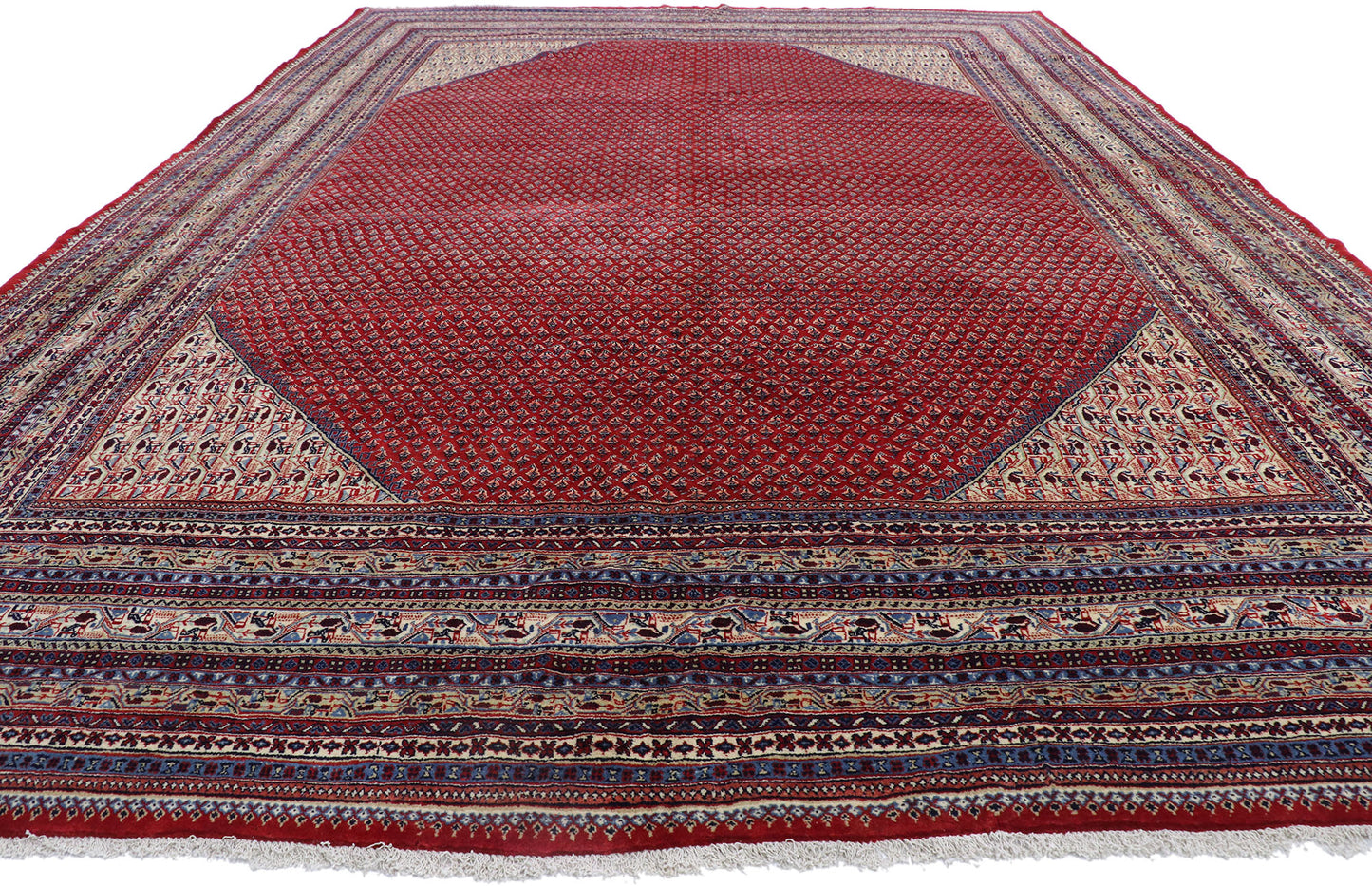 12 x 16 Vintage Persian Sarouk Mir Boteh Rug 78064