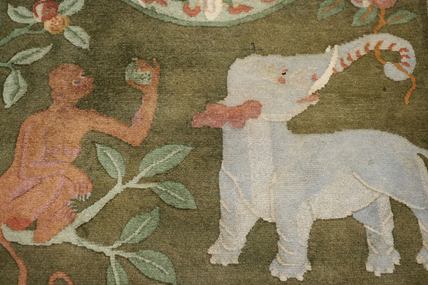 3 x 5 Vintage Green Elephant Tibetan Rug 78076