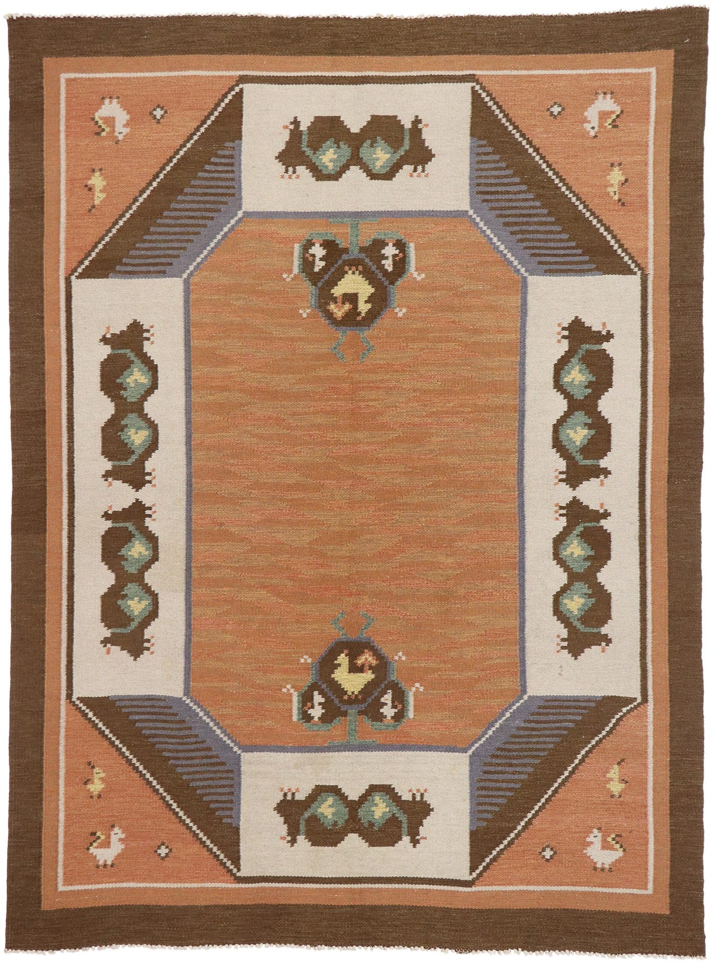 7 x 9 Vintage Kycklingar Swedish Rollakan Rug 78110