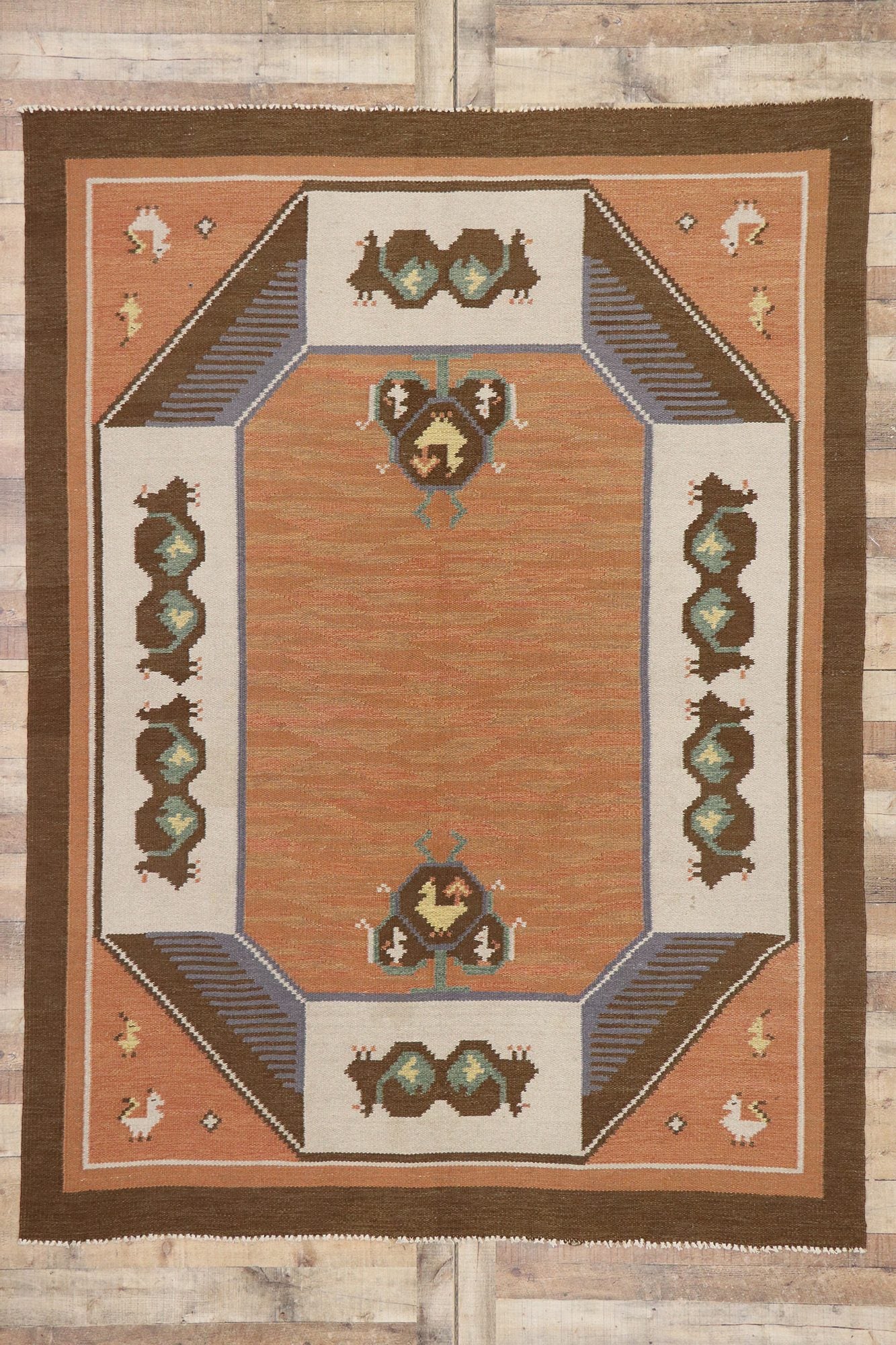 7 x 9 Vintage Kycklingar Swedish Rollakan Rug 78110