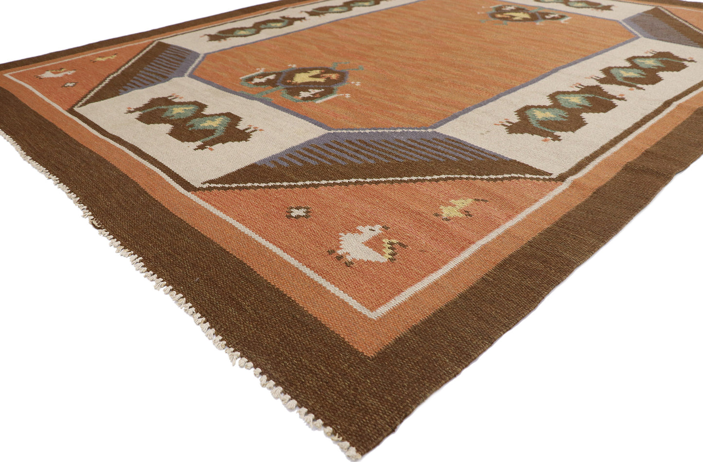 7 x 9 Vintage Kycklingar Swedish Rollakan Rug 78110
