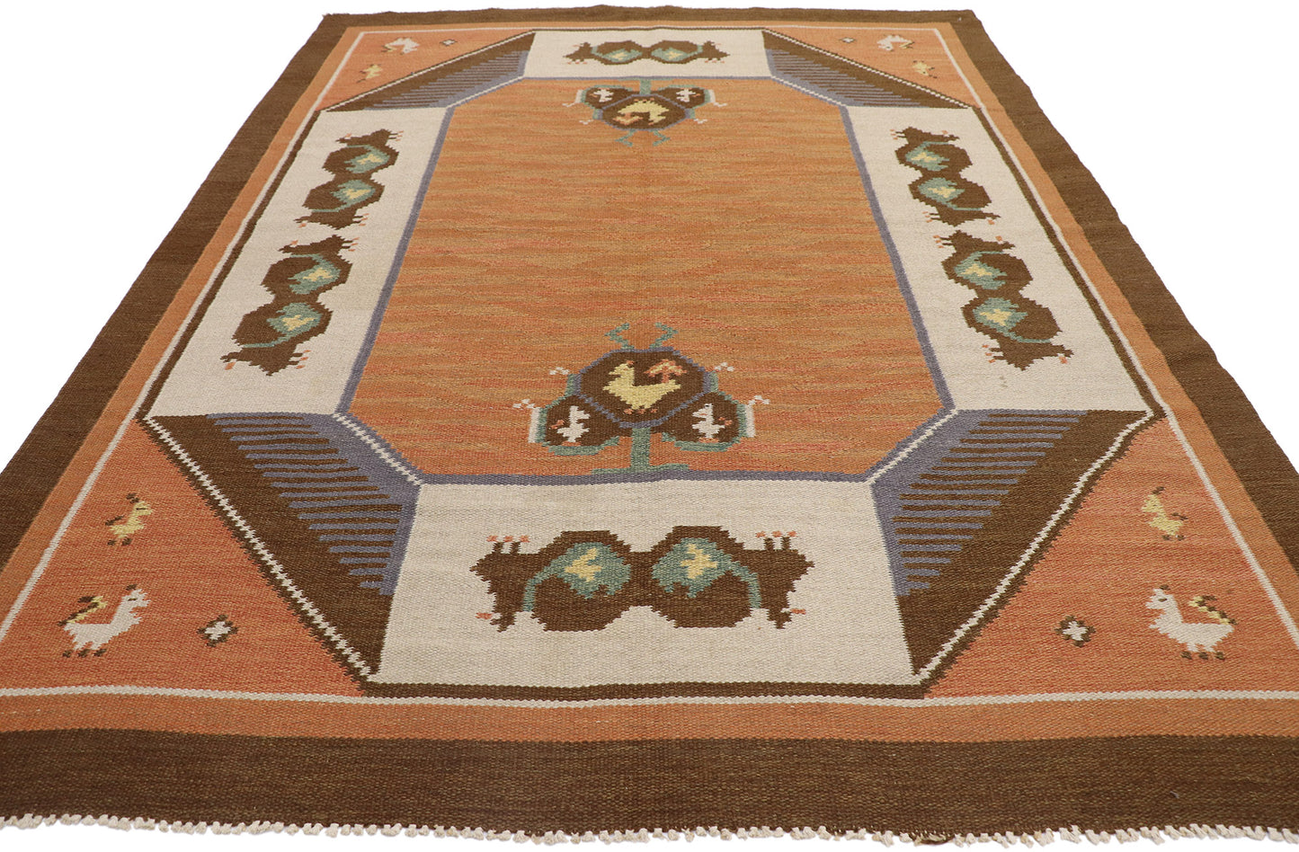 7 x 9 Vintage Kycklingar Swedish Rollakan Rug 78110