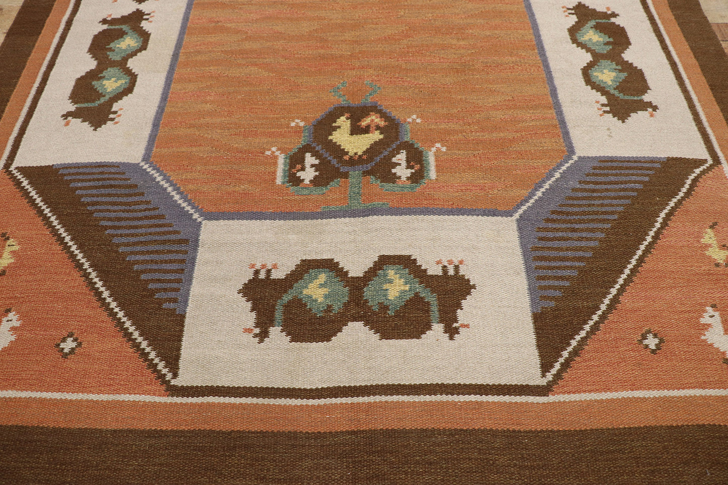 7 x 9 Vintage Kycklingar Swedish Rollakan Rug 78110