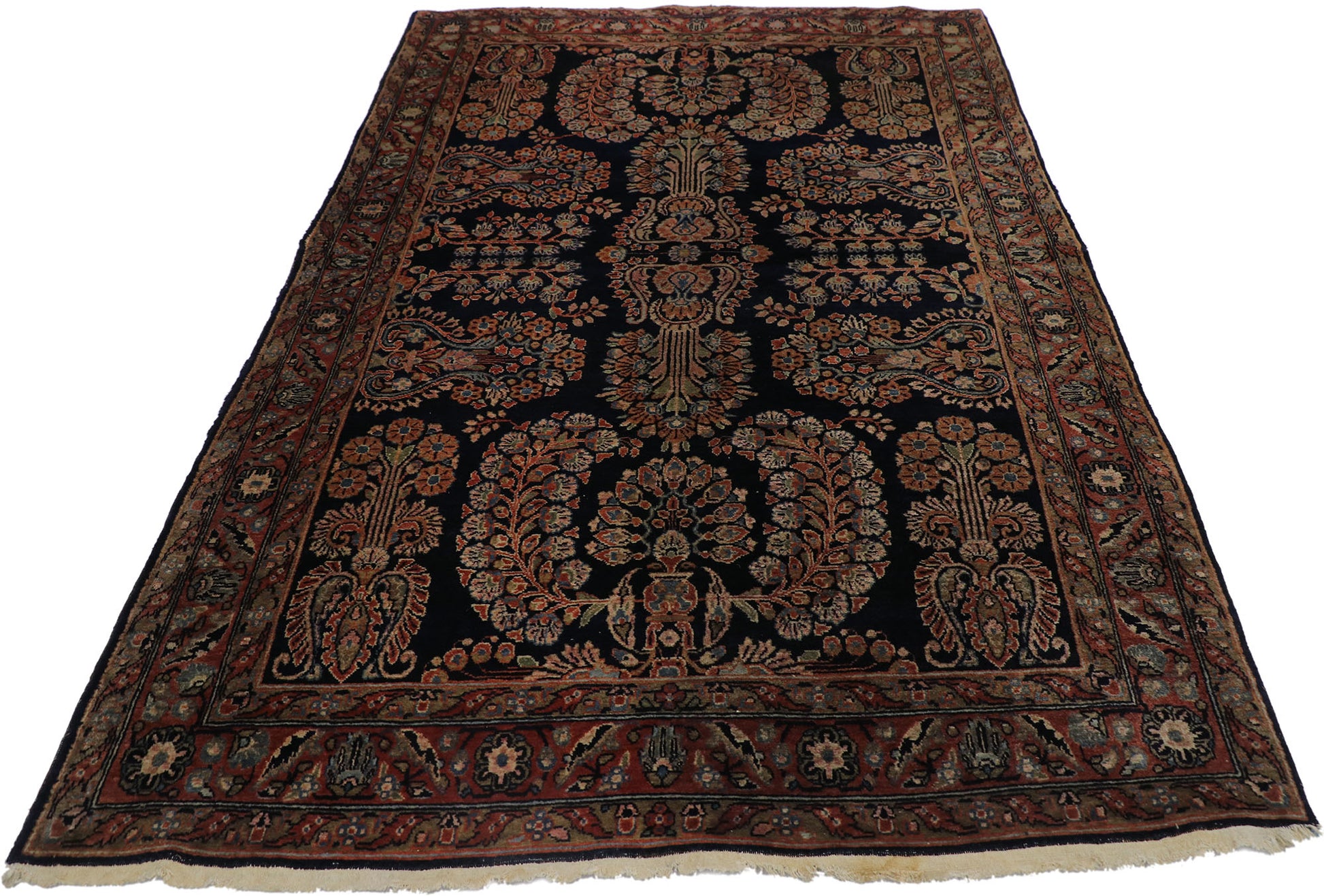 4 x 7 Antique Persian Sarouk Rug 78135