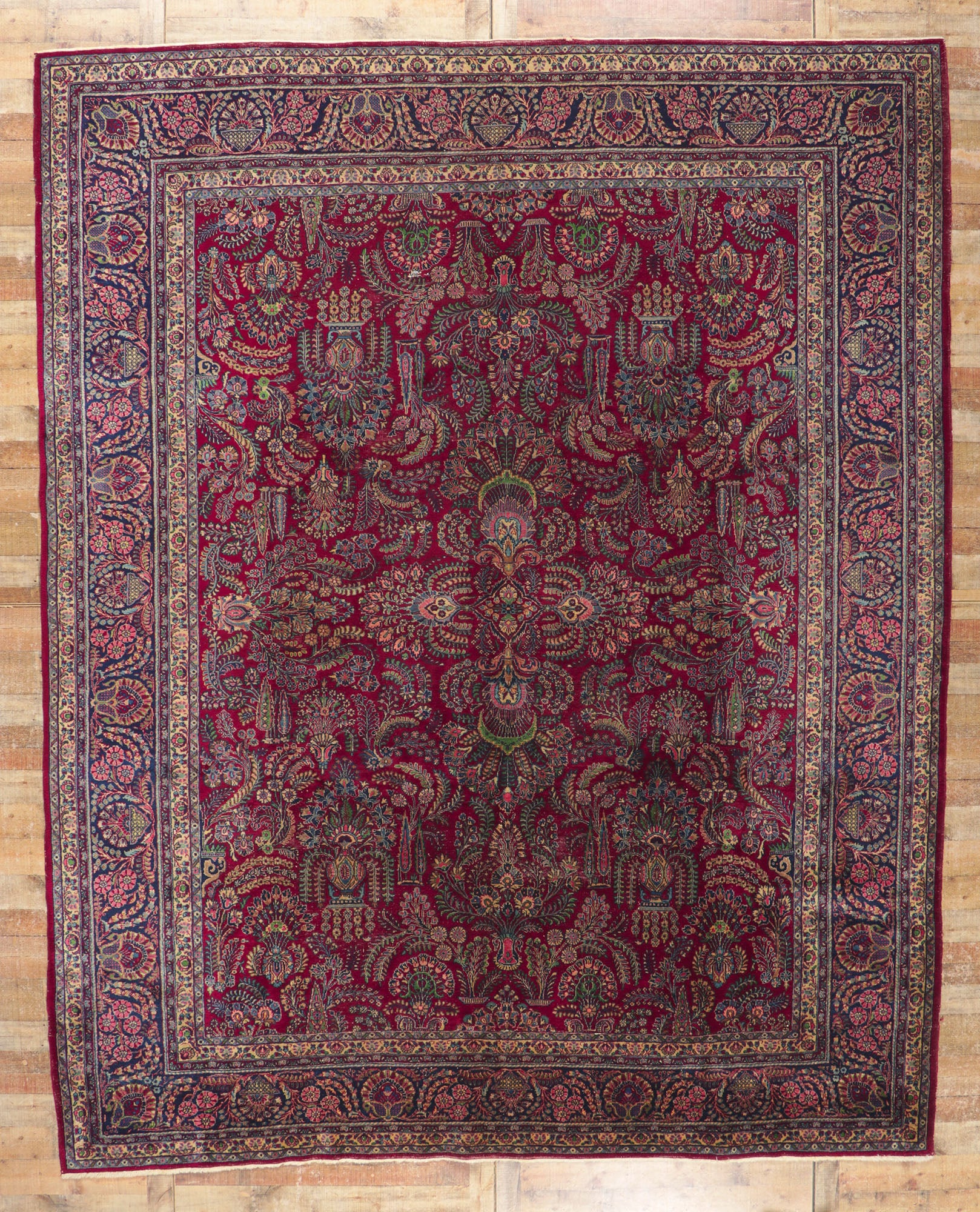 11 x 14 Antique Persian Kerman Rug 78162