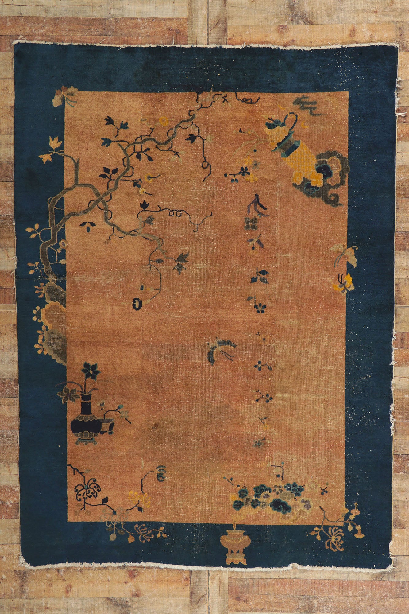 6 x 8 Antique-Worn Chinese Peking Rug 78173