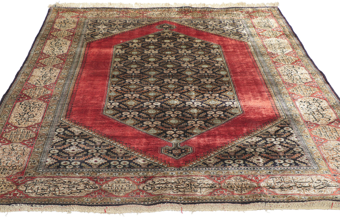 5 x 7 Vintage Persian Silk Qum Rug 78187