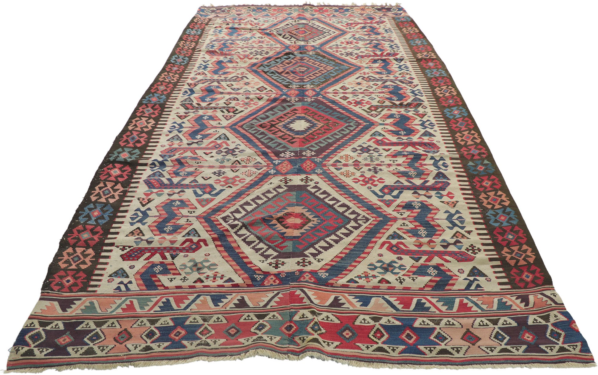5 x 11 Antique Caucasian Kilim Rug 78190