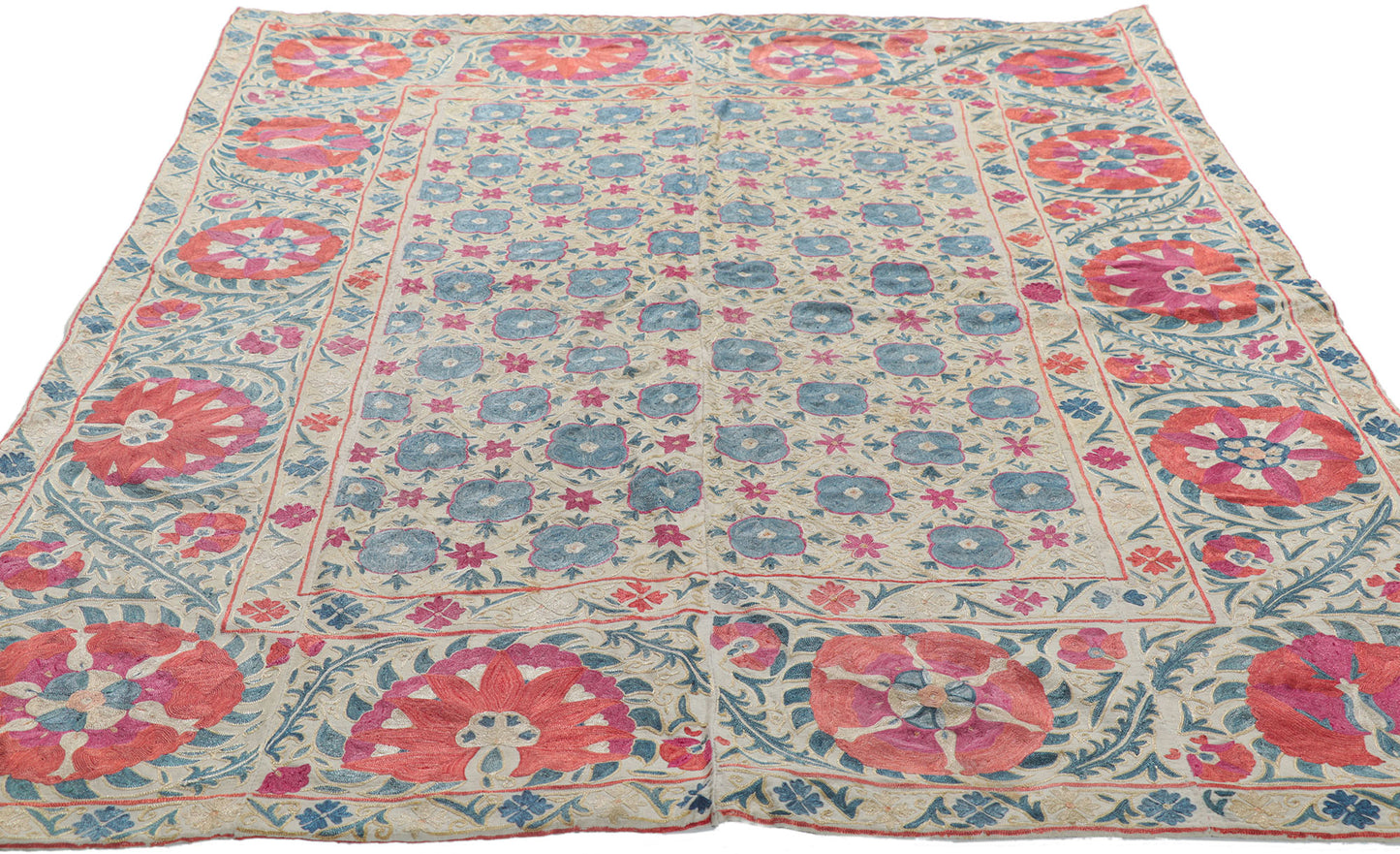 4 x 5 Antique Uzbek Suzani Tapestry 78197
