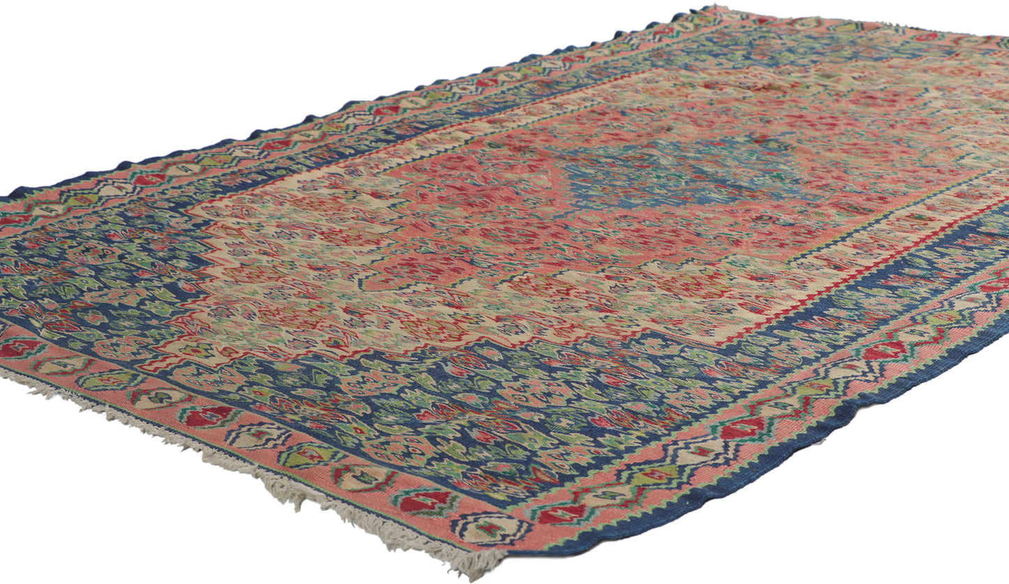 4 x 6 Vintage Persian Bijar Kilim Rug 78212