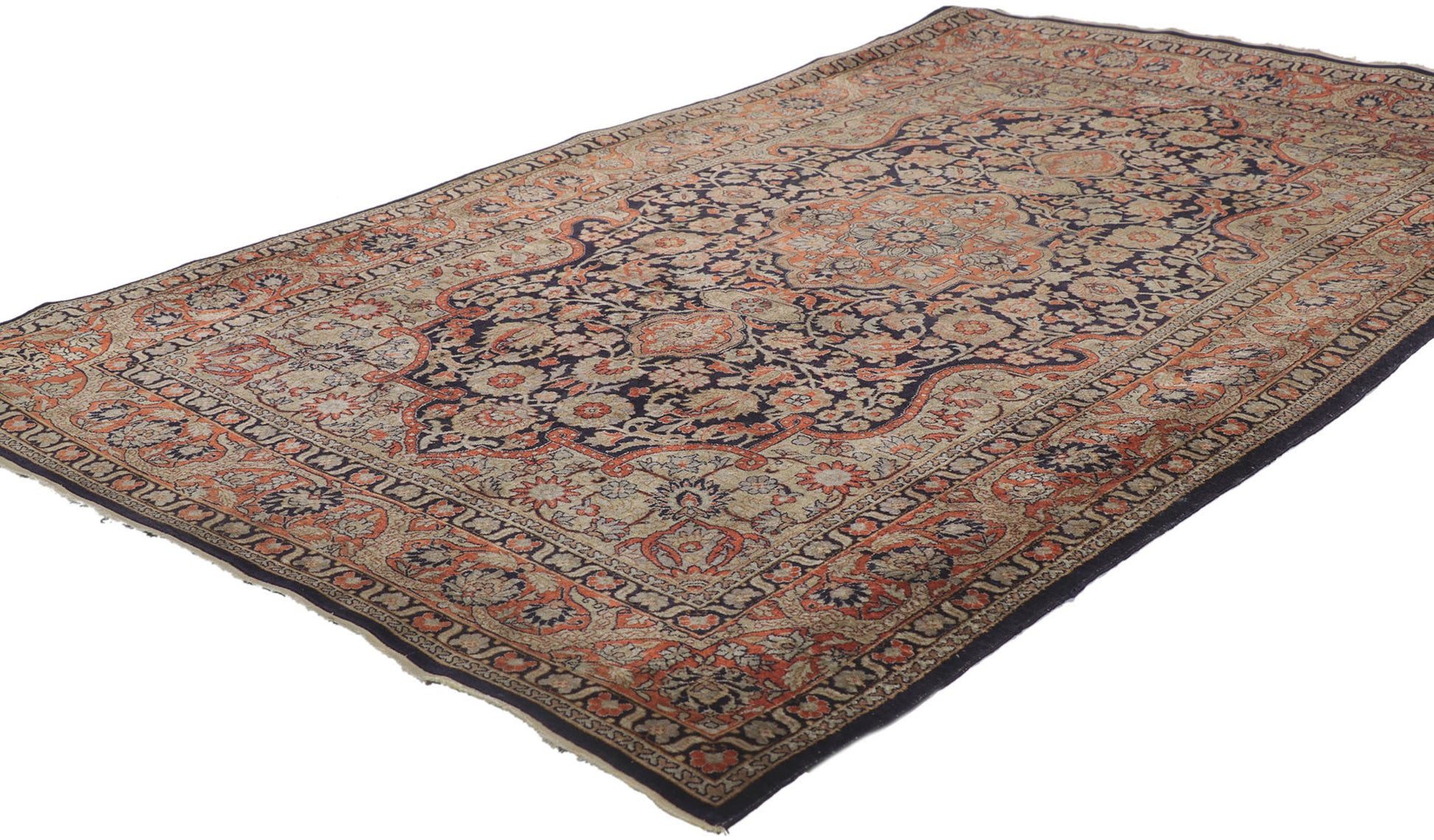 3 x 5 Vintage Persian Silk Qum Rug 78218