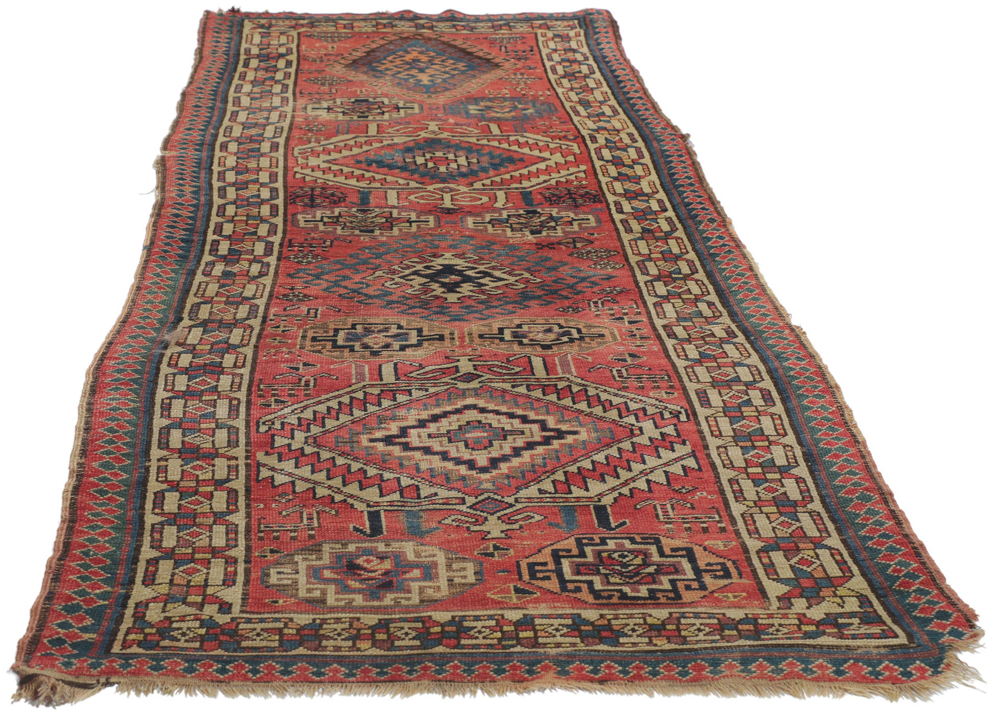 3 x 12 Antique Caucasian Kazak Runner 78225