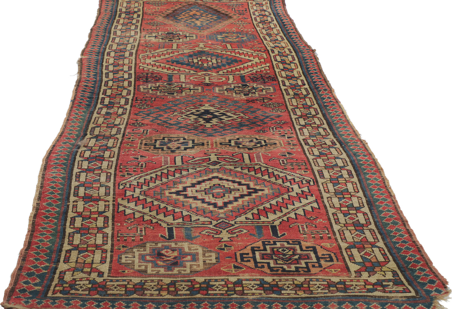 3 x 12 Antique Caucasian Kazak Runner 78225