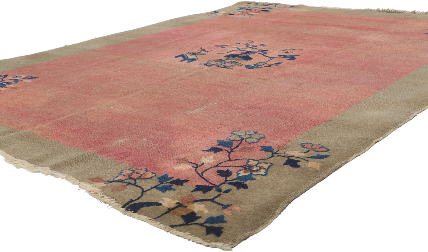 6 x 8 Distressed Antique Chinese Art Deco Rug 78245