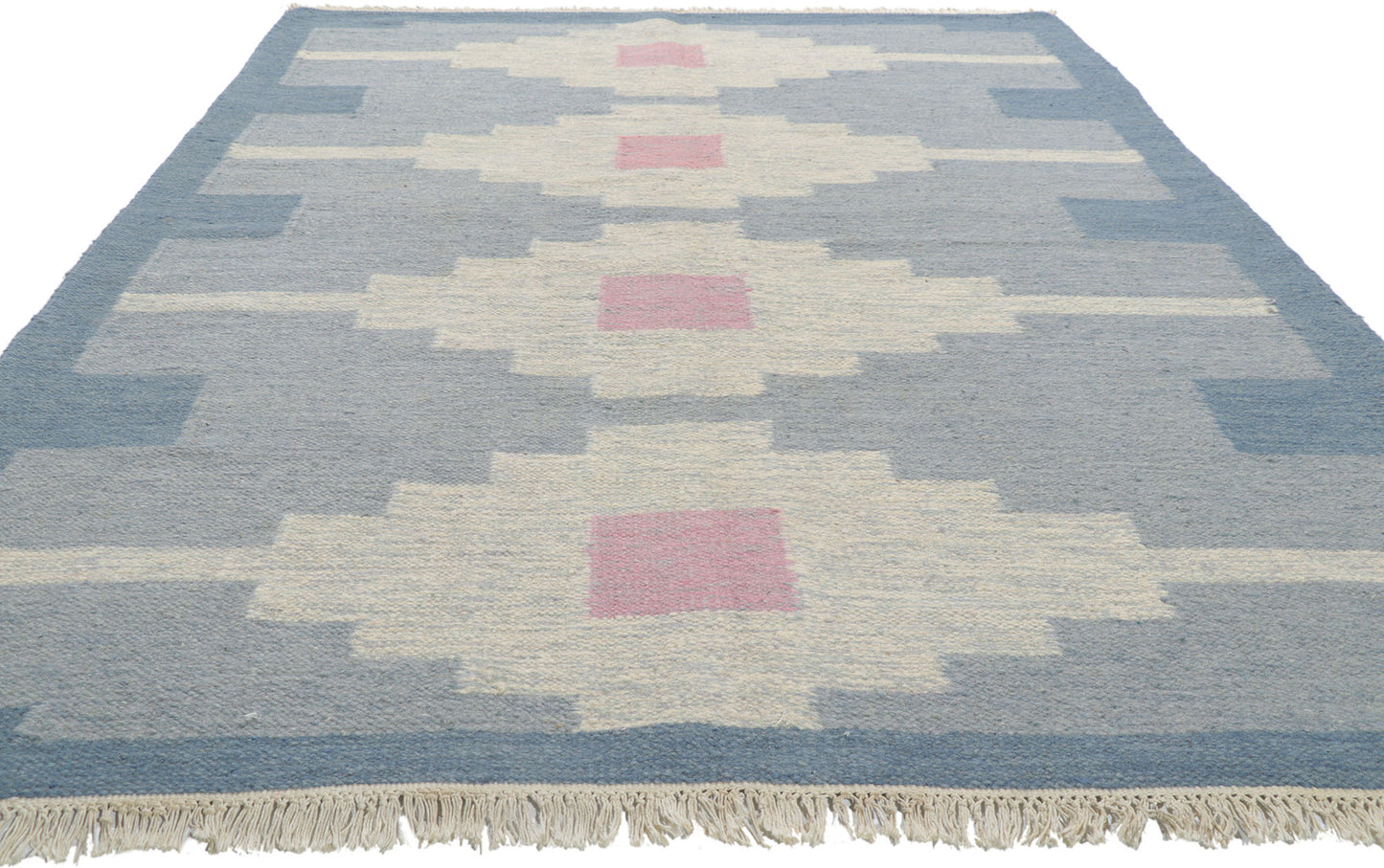 6 x 9 Vintage Blue Swedish Rollakan Rug 78264