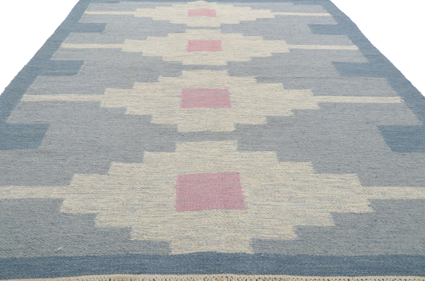 6 x 9 Vintage Blue Swedish Rollakan Rug 78264