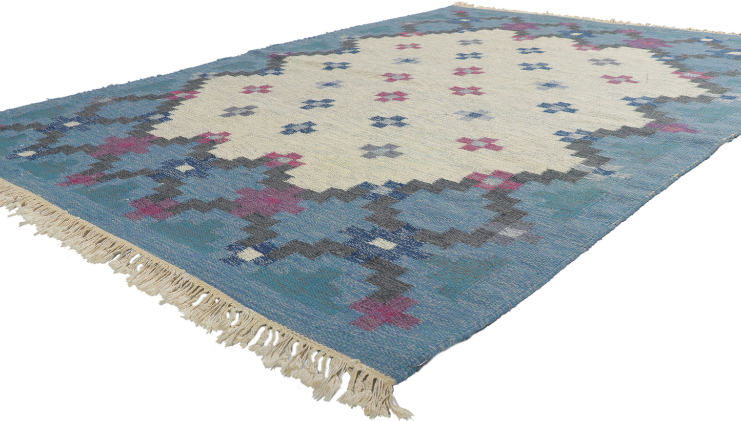 6 x 8 Anne Marie Boberg Vintage Swedish Rollakan Rug 78265