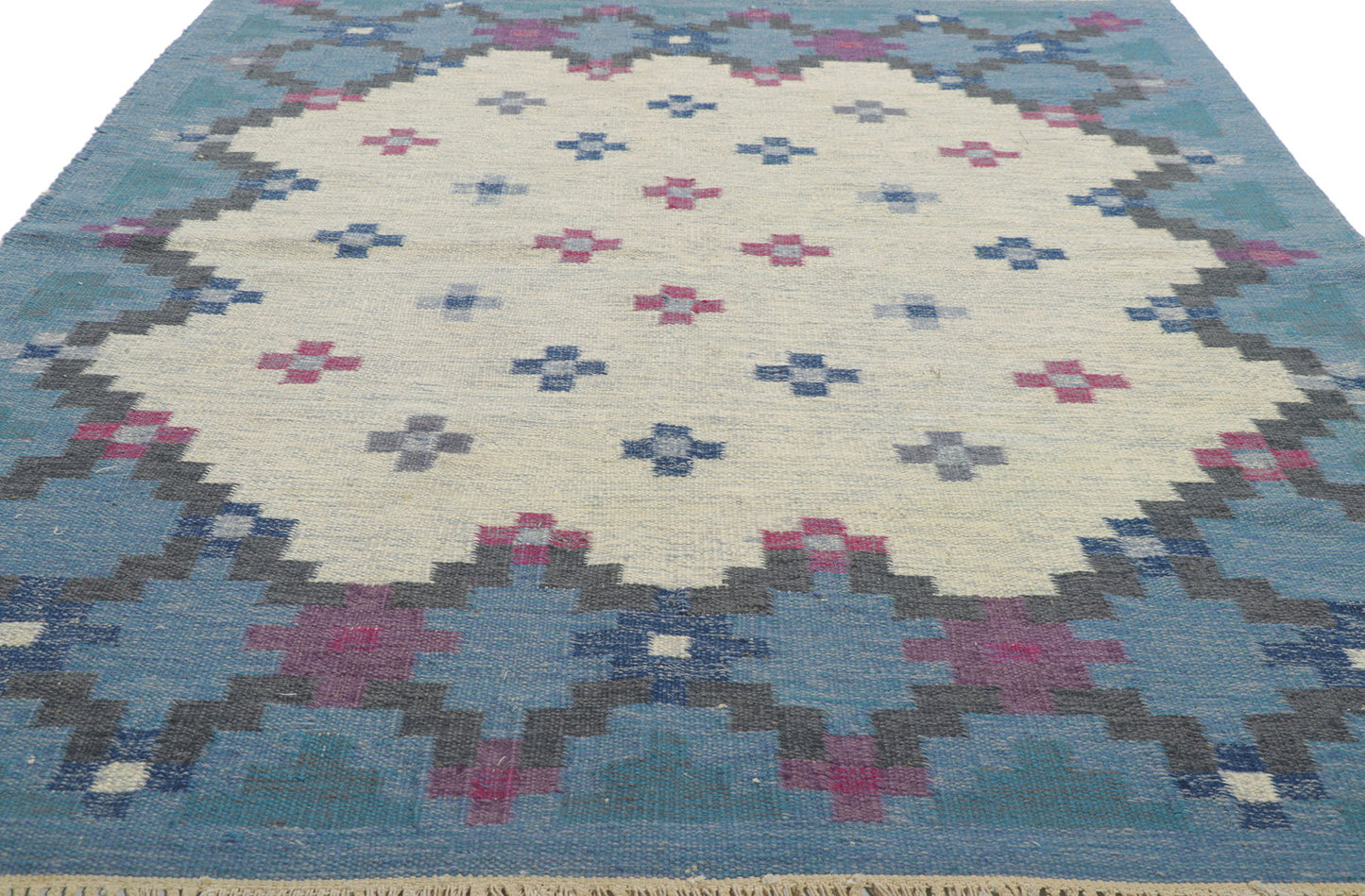 6 x 8 Anne Marie Boberg Vintage Swedish Rollakan Rug 78265