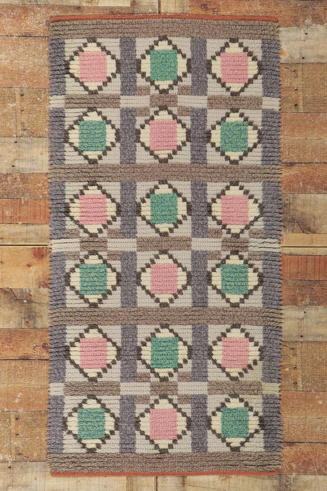 2 x 5 Vintage Finnish Rya Ryijy Rug 78273