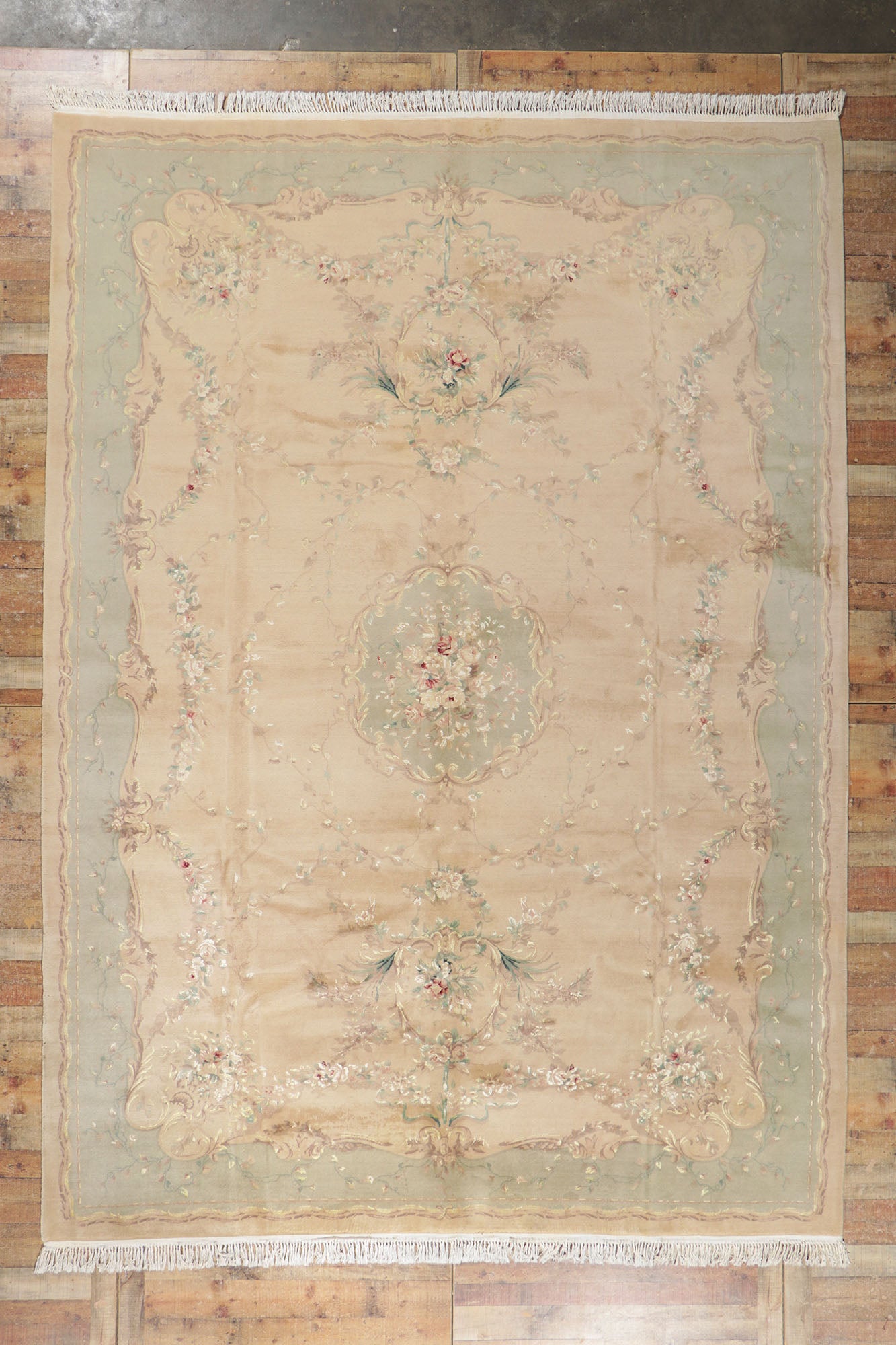 10 x 13 Vintage Chinese Wool and Silk Rug 78285