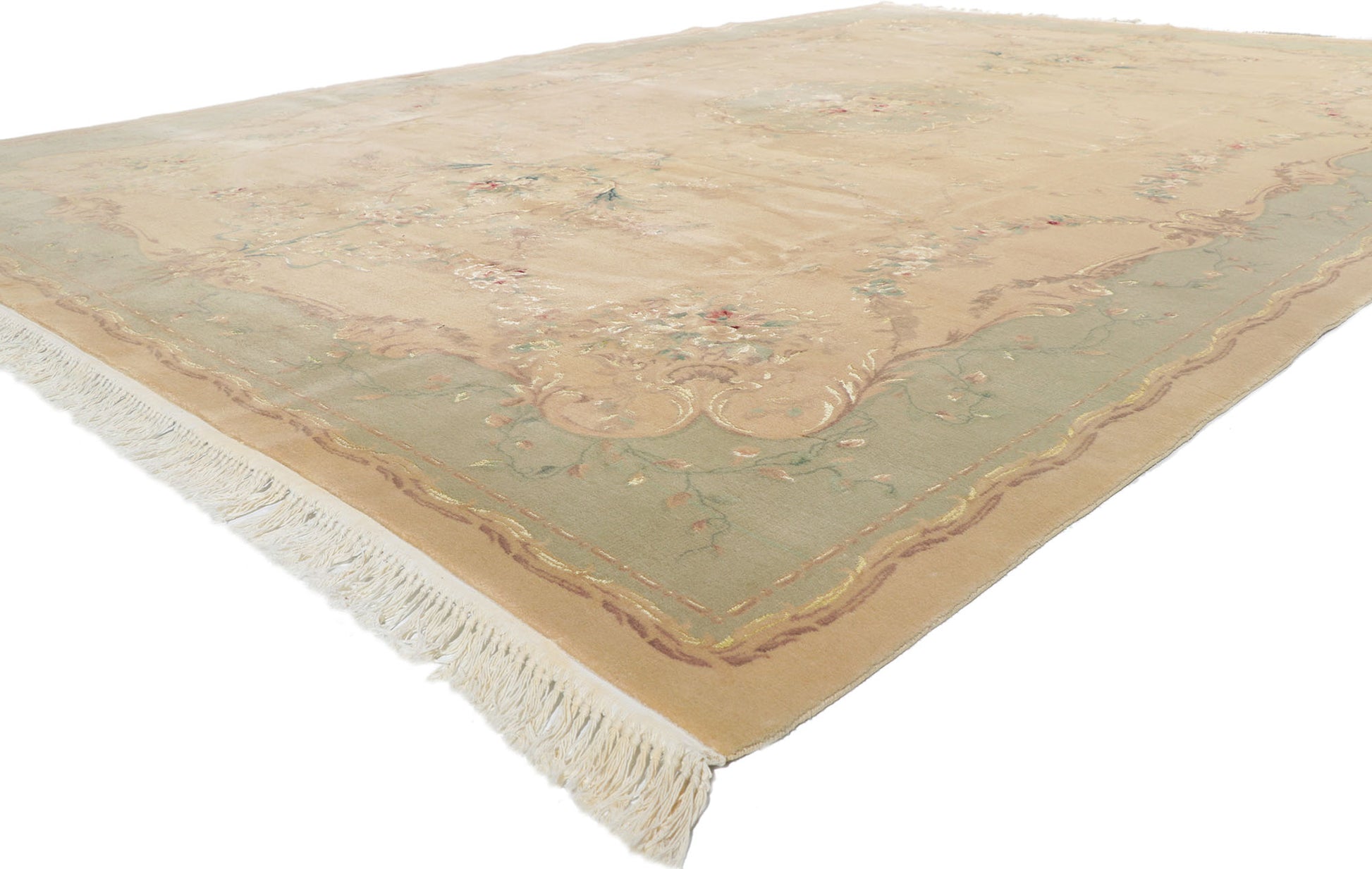 10 x 13 Vintage Chinese Wool and Silk Rug 78285