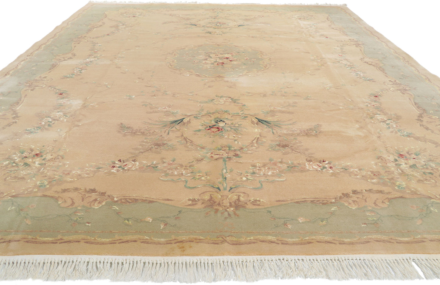 10 x 13 Vintage Chinese Wool and Silk Rug 78285